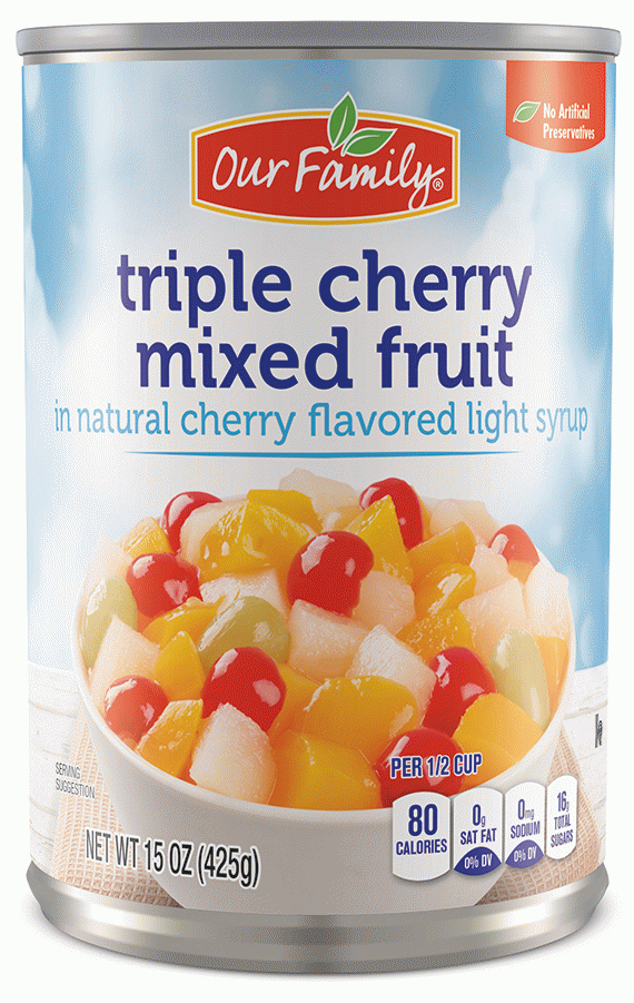 Our Family  triple cherry mixed fruit in light syrup Full-Size Picture